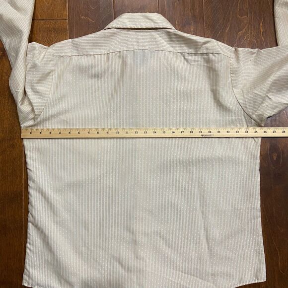 Elderado Vintage 70s Casual Beige White Striped Button Down Shirt Men's Size XL - Picture 8 of 9